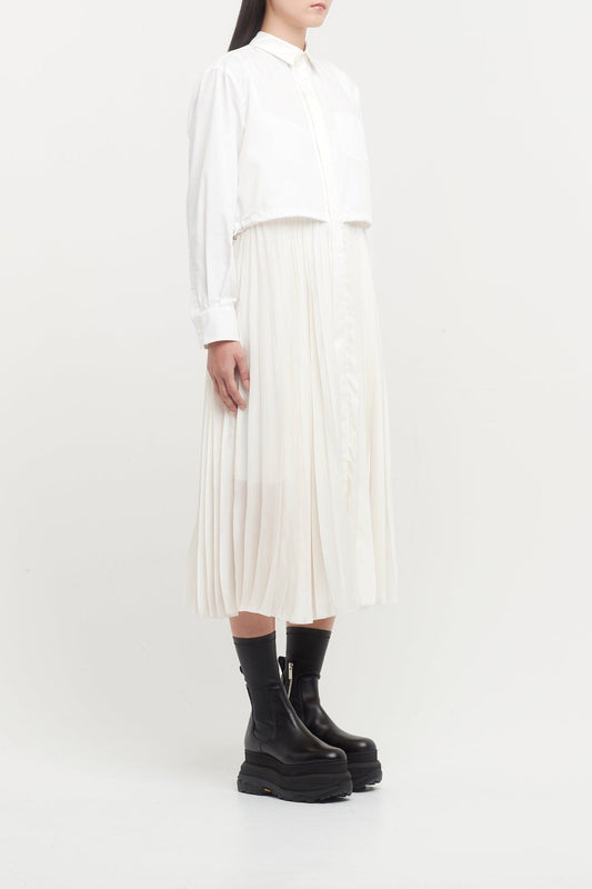 Sacai Cotton Poplin x Satin Dress side