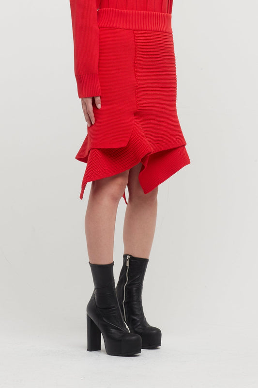 Sacai Knit Skirt in Red side
