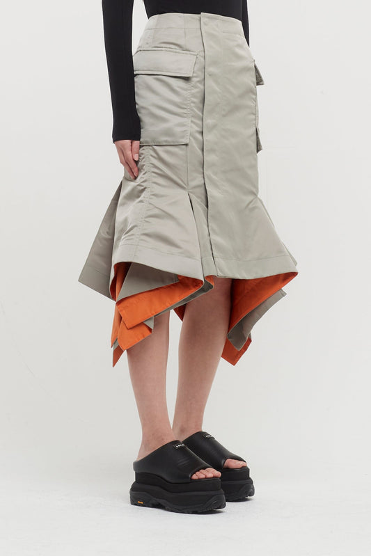 Sacai Nylon Twill Skirt in Beige side