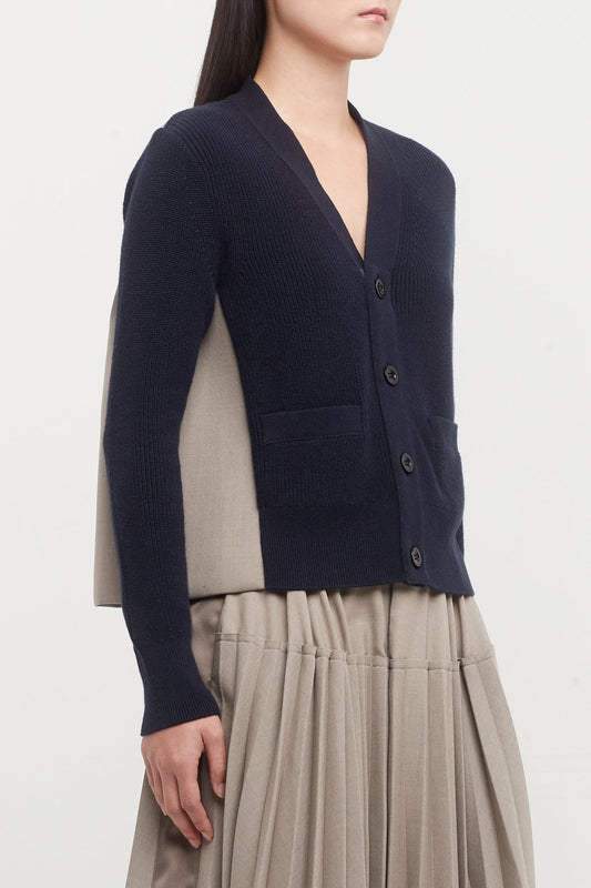 Sacai Suiting Bonding x Cotton Cashmere Knit Cardigan side