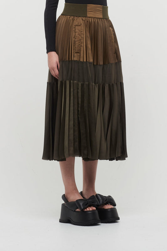 Sacai Nylon Twill Skirt in Olive side