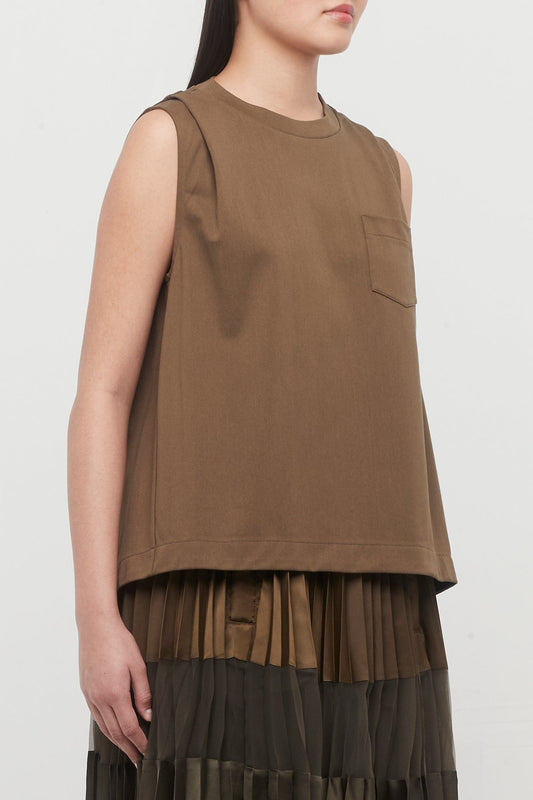 Sacai Cotton Jersey Tank Top in Olive side