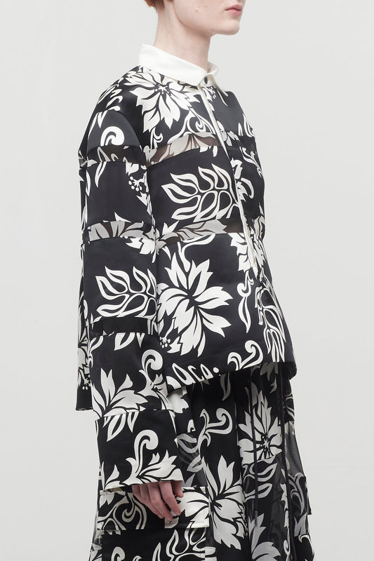 Sacai Floral Print Rugby Shirt side