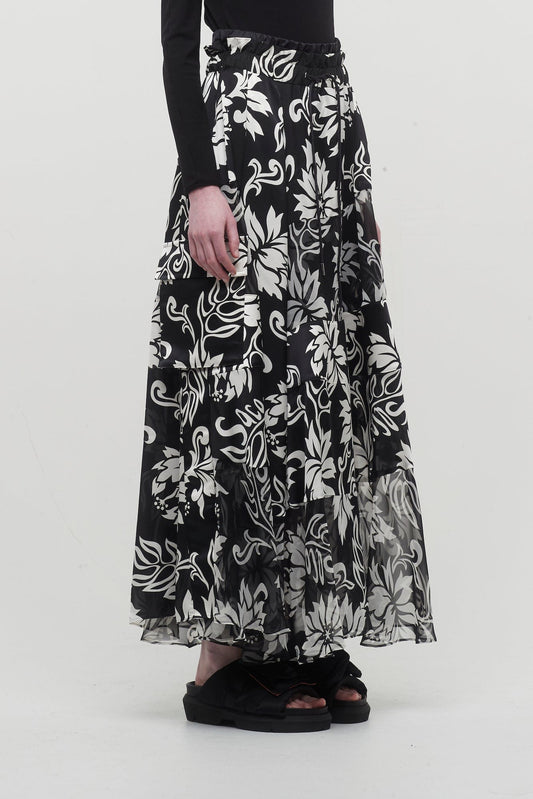 Sacai Nylon Floral Print Skirt side
