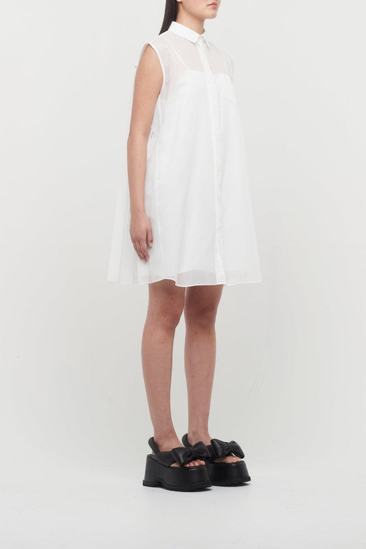 Sacai Voile Dress in Off White side