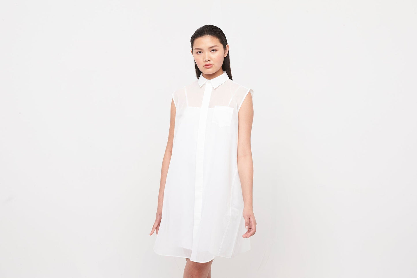 Sacai Voile Dress in Off White detail