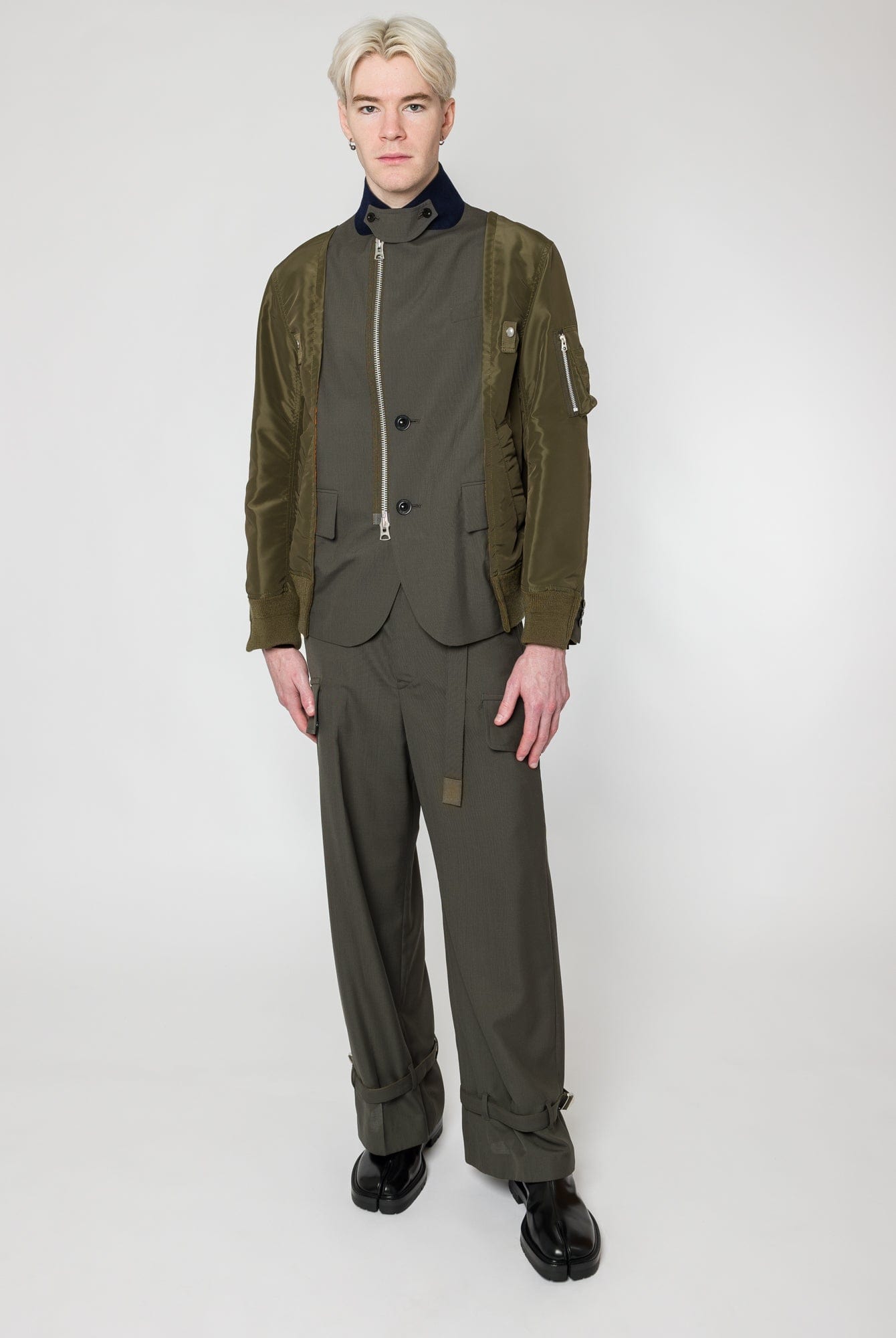 Sacai Suiting x Nylon Twill Jacket full look