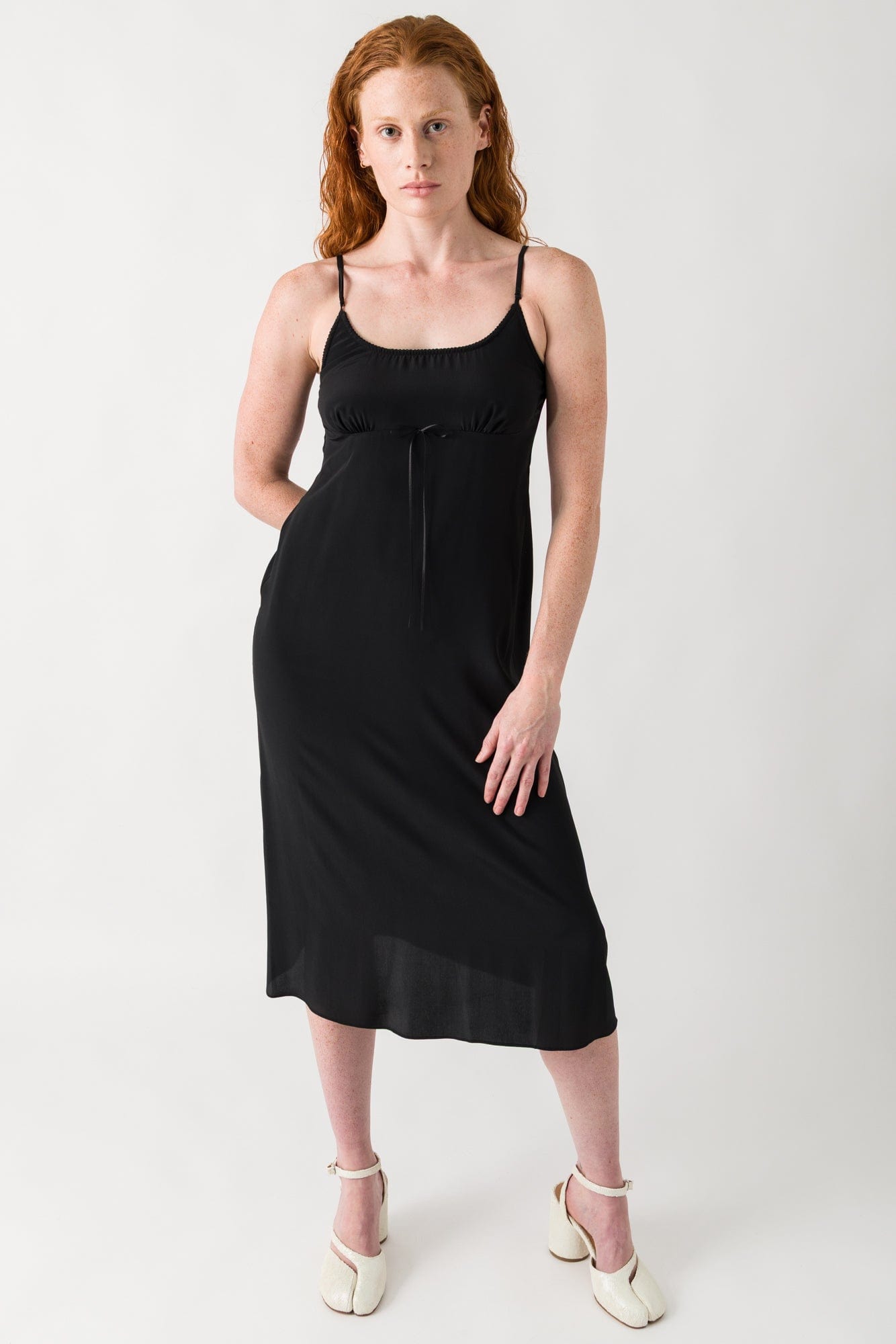 Simone Rocha Negligee Bow Detail Slip Dress in Black full look