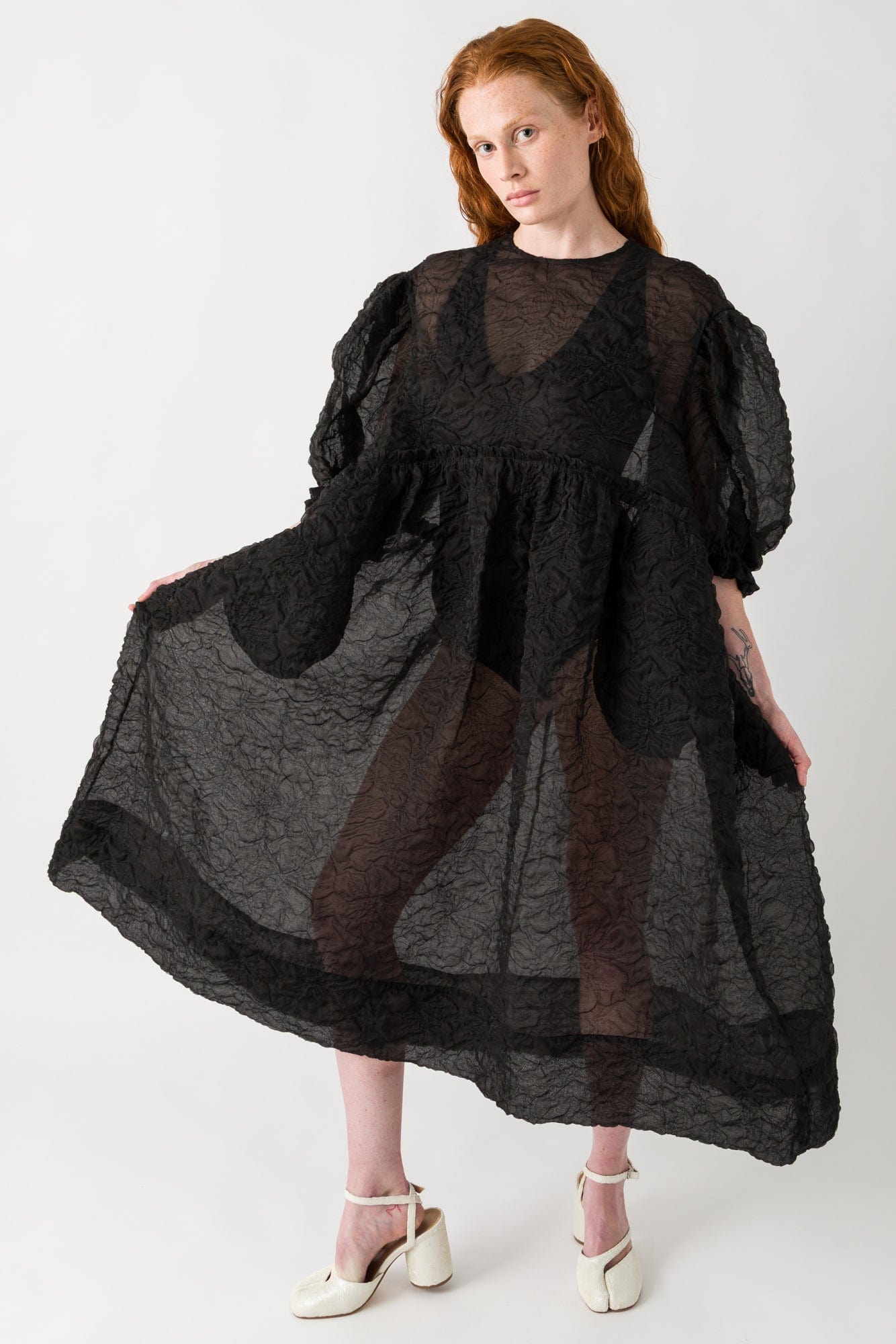 Simone Rocha Ruffle Frill Detail Smock Dress full look