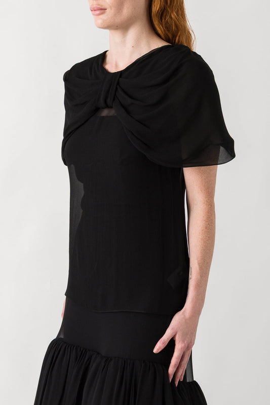 Simone Rocha Sheer Extended Bow Detail Fitted Top side