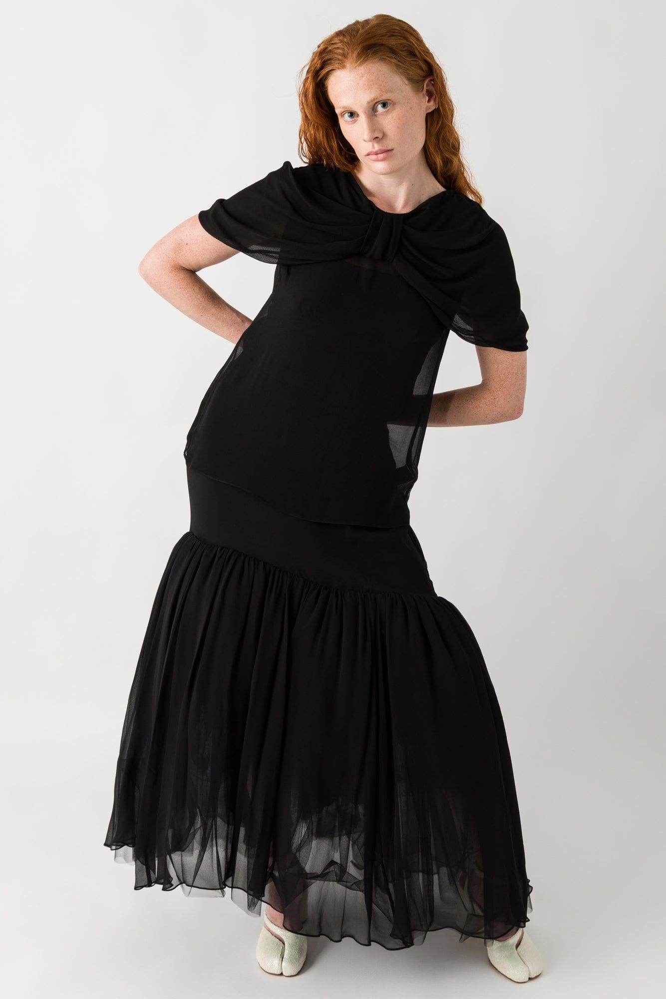 Simone Rocha Sheer Extended Bow Detail Fitted Top full look