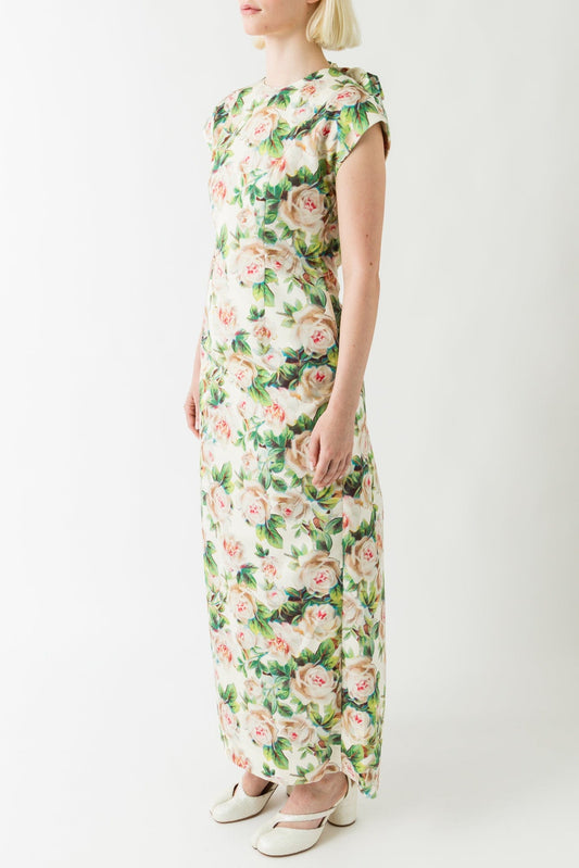Simone Rocha Ruched Floral Detailed Dress In Rose side