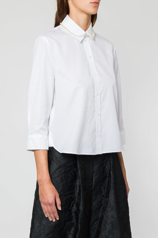 Simone Rocha Cropped Masculine Shirt With Embroidery side