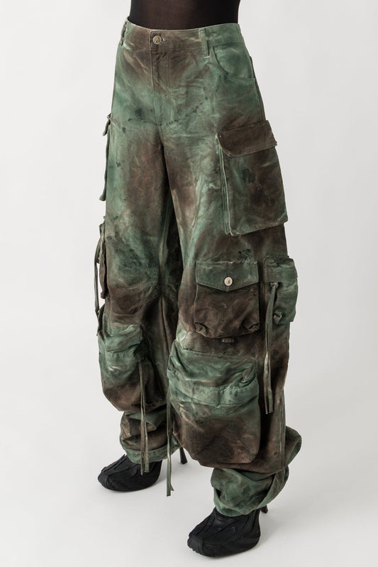 The Attico Fern Pants in Faded Green Camouflage side