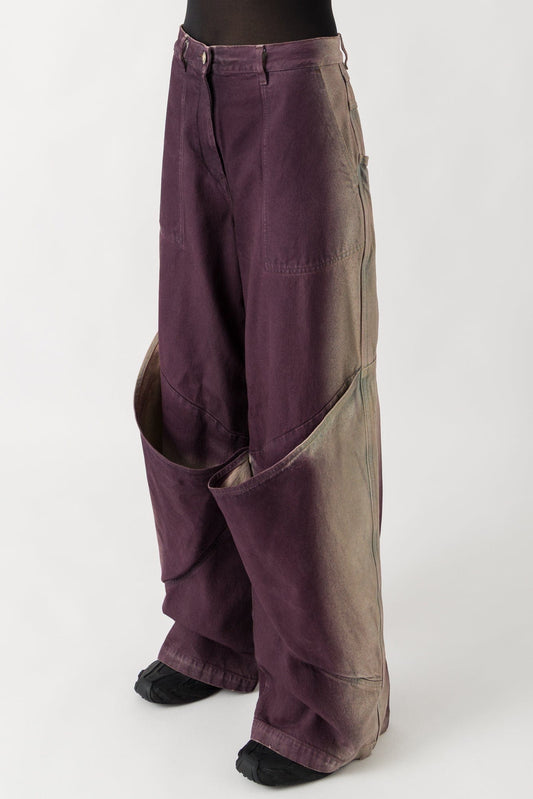 The Attico Long Double Pants in Purple Faded Wash side