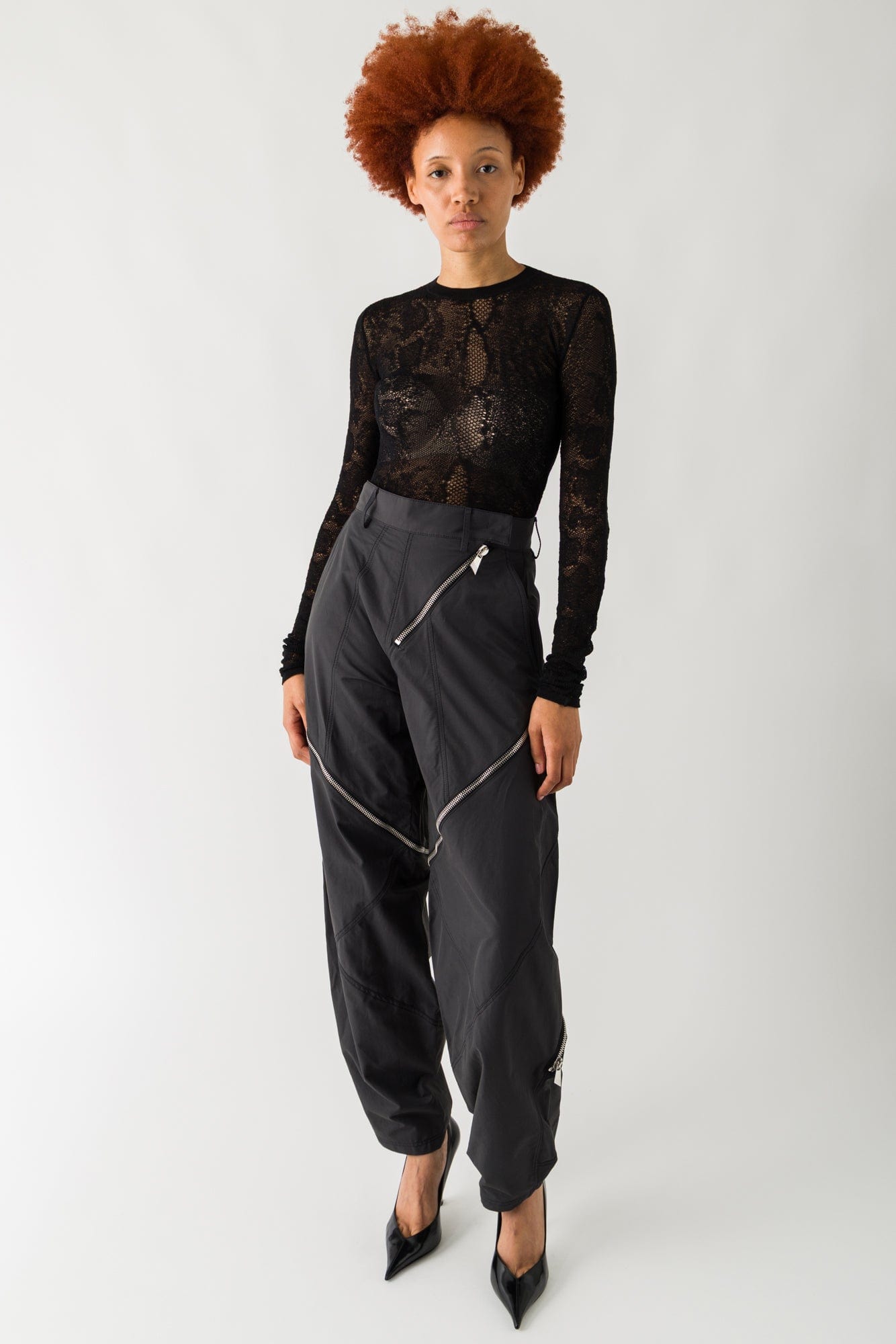 The Attico Python Lace Long Sleeve Top