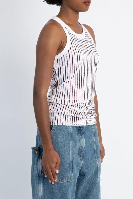 The Attico Strass Pinstripe Shirt in White side