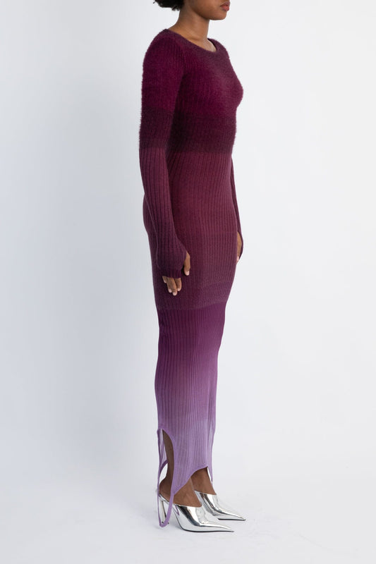 The Attico Midi Dress in Burgundy Gradient side