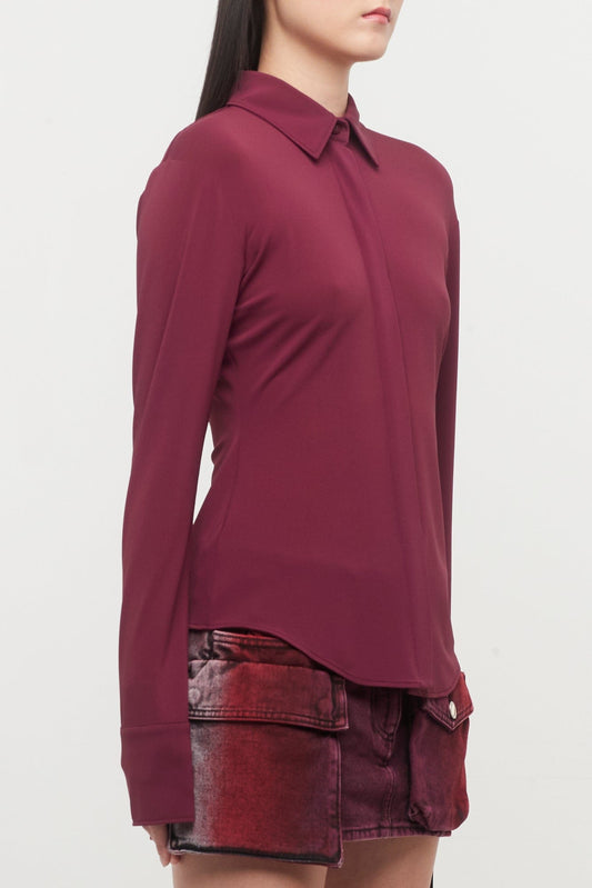 The Attico Elton Shirt in Dark Grape side