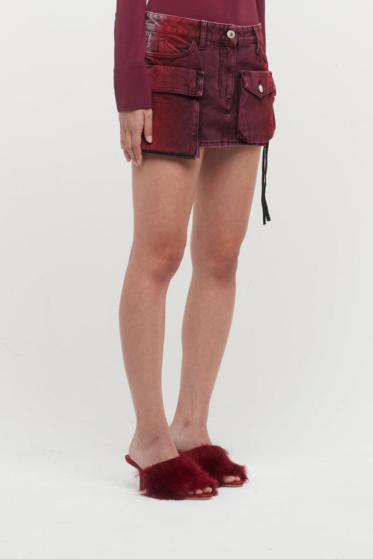 The Attico Fay Mini Skirt in Red side