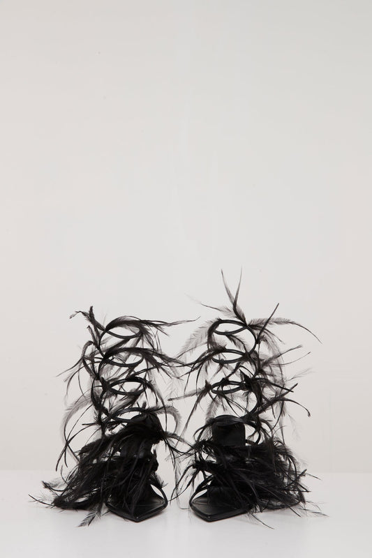 The Attico Judy Multi Strap Sandal 105mm In Black front