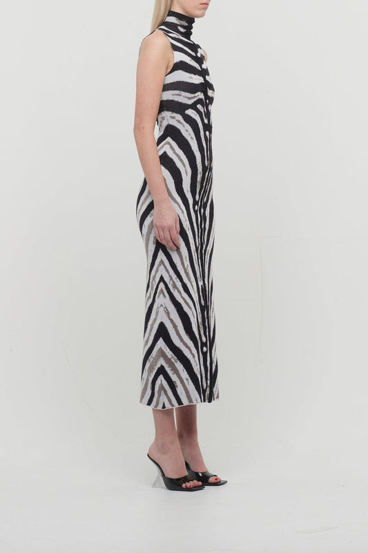 The Attico Midi Dress in Zebra Viscose side
