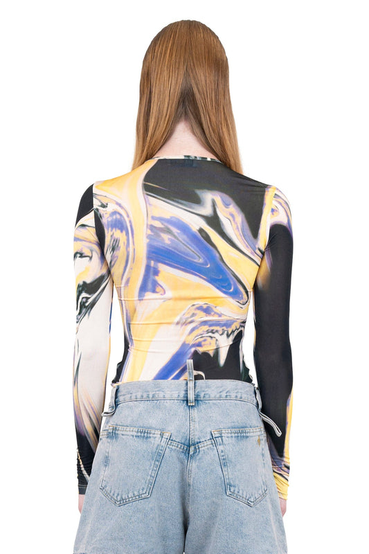 The Attico T-Shirt in Lavander/Sunflower/Ivory back