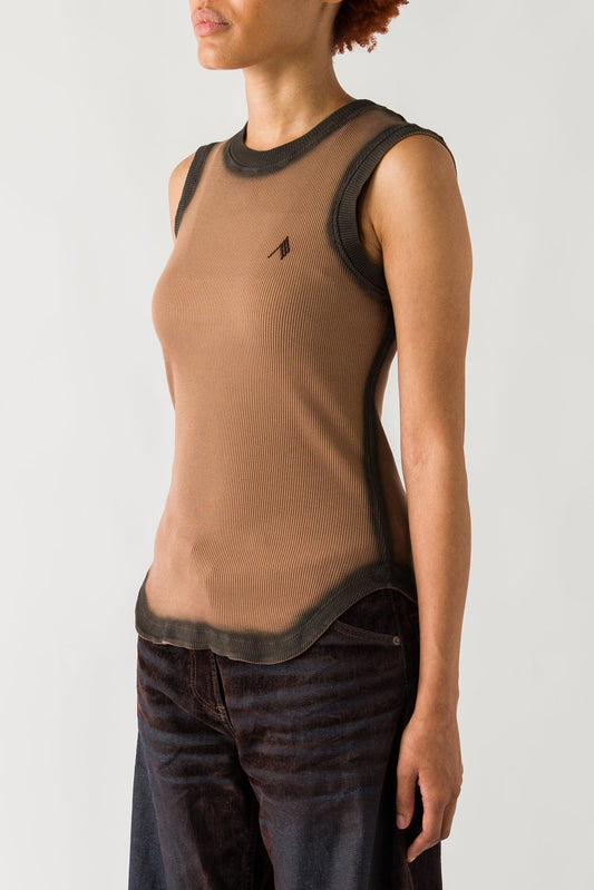 The Attico Jersey Rib Tank in Faded Terracotta side