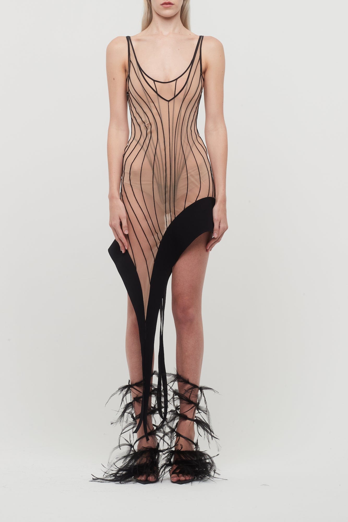 Mugler Glass Nylon Jersey Dress Mugler Glass Nylon Jersey Dress