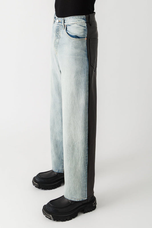 Vetements Denim Leather Merged Baggy Jeans side
