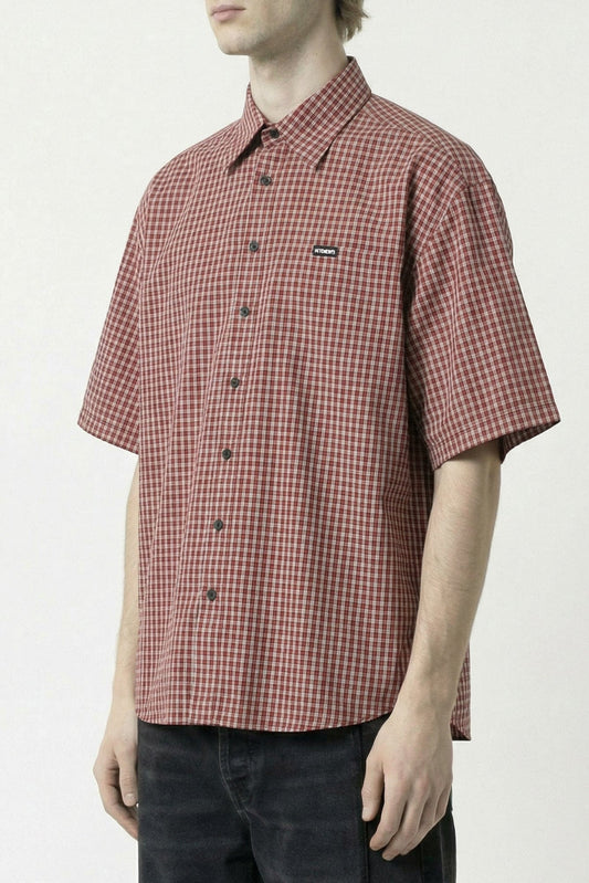 Vetements Short Sleeve Shirt in Red Check side