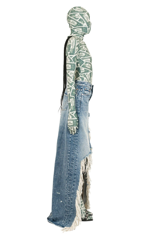 Vetements Destroyed Denim Maxi Skirt in Light Blue side