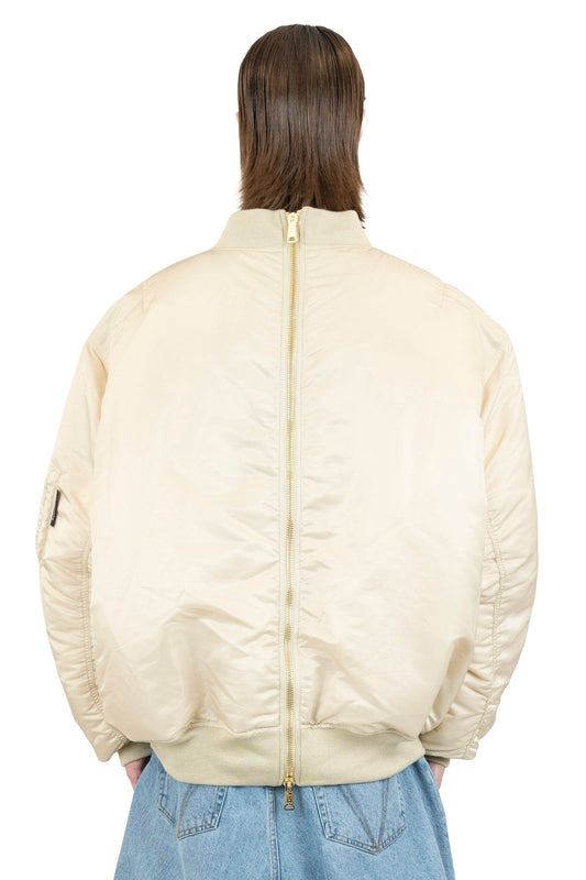 Vetements Double Zip Bomber Jacket in Cream back