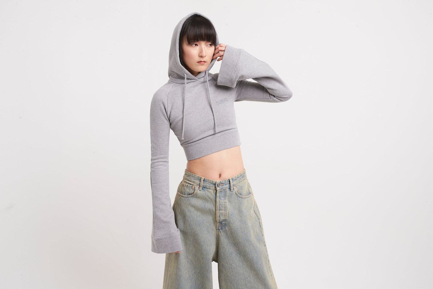 Vetements Flared Sleeve Cropped Hoodie detail