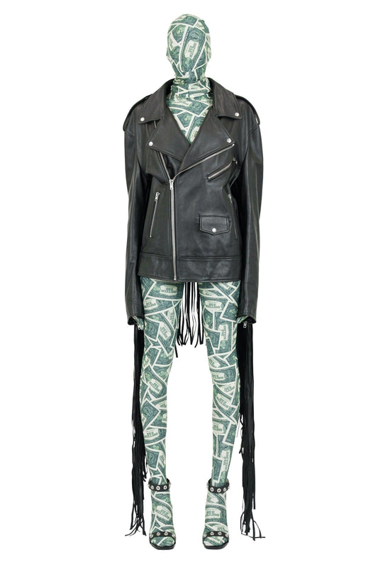 Vetements Fringed Biker Jacket in Black