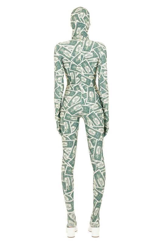 Vetements Money Morphsuit with Detachable Mask in Green back