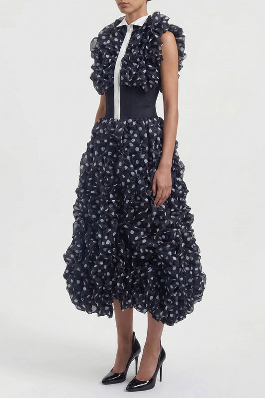 Viktor & Rolf Crinkle Maxi Dress in Polkadot SS26 side