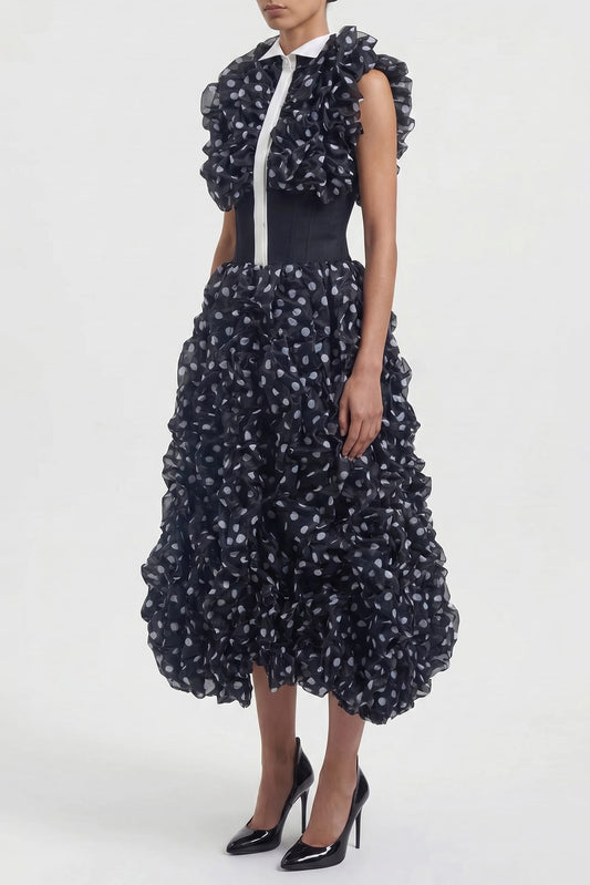 Viktor & Rolf Crinkle Maxi Dress in Polkadot SS26 side