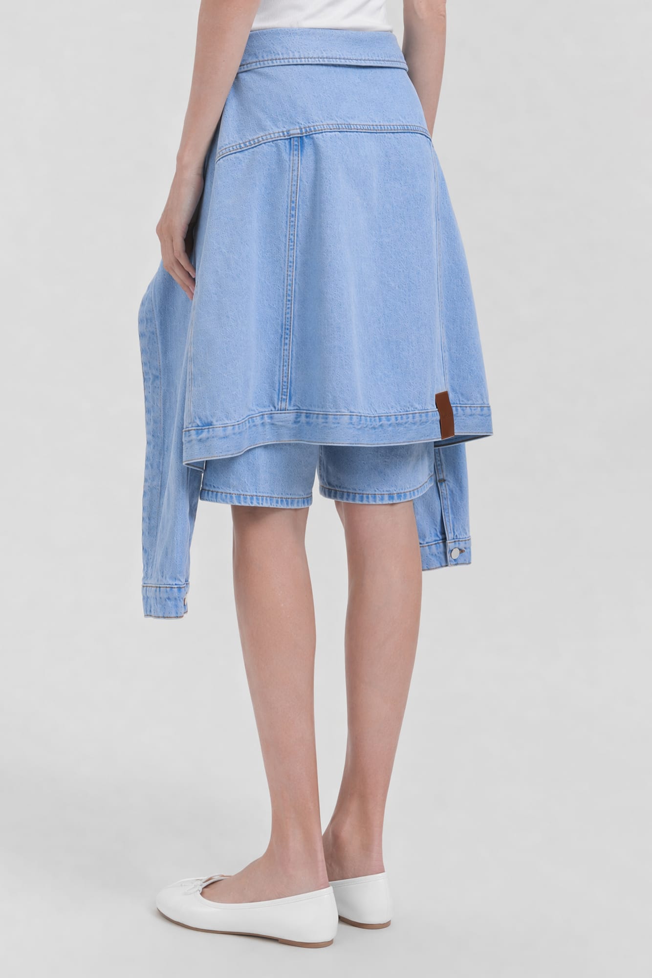 Viktor & Rolf Denim Bow Drape Shorts in Light Denim SS26 back