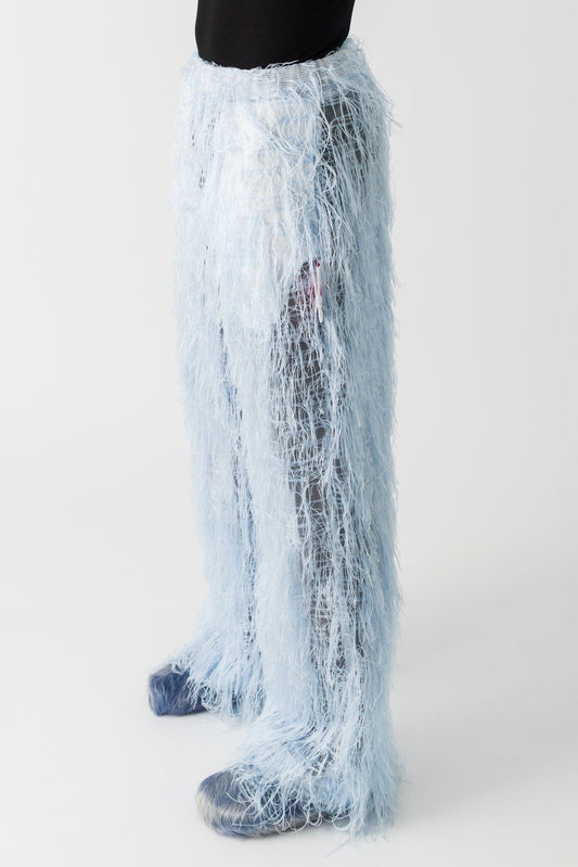 Walter Van Beirendonck Feather Basic Pants in Light Blue SS25 side