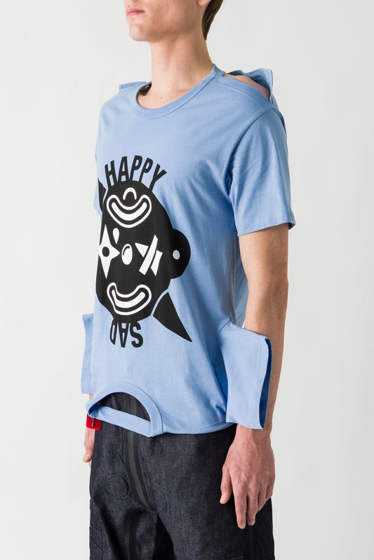 Walter Van Beirendonck HAPPY/SAD Turnable T in Placid Blue SS25 side
