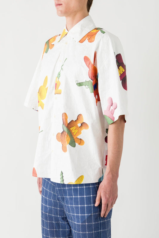 Walter Van Beirendonck Short Sleeve Star Shirt in White SS25 side