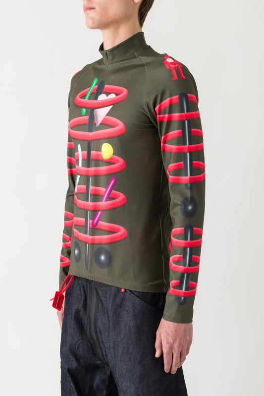 Walter Van Beirendonck Void Clown Bike Top in Cypress SS25 side