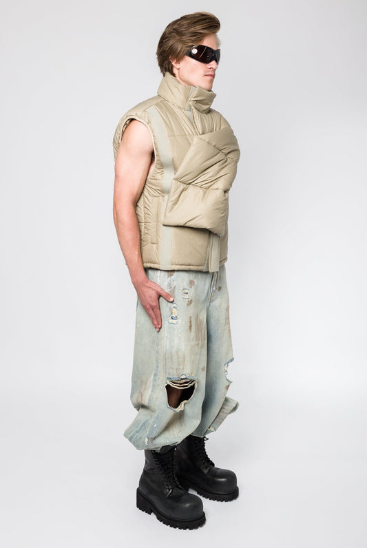 Y/Project Velcro Puffer Vest in Sand side