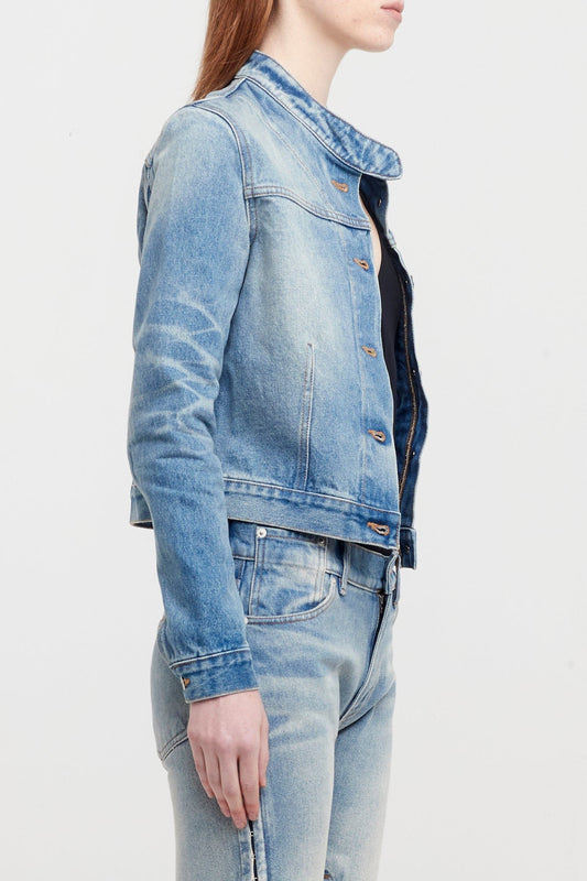 Y/Project Womens Hook and Eye Denim Moto Jacket side