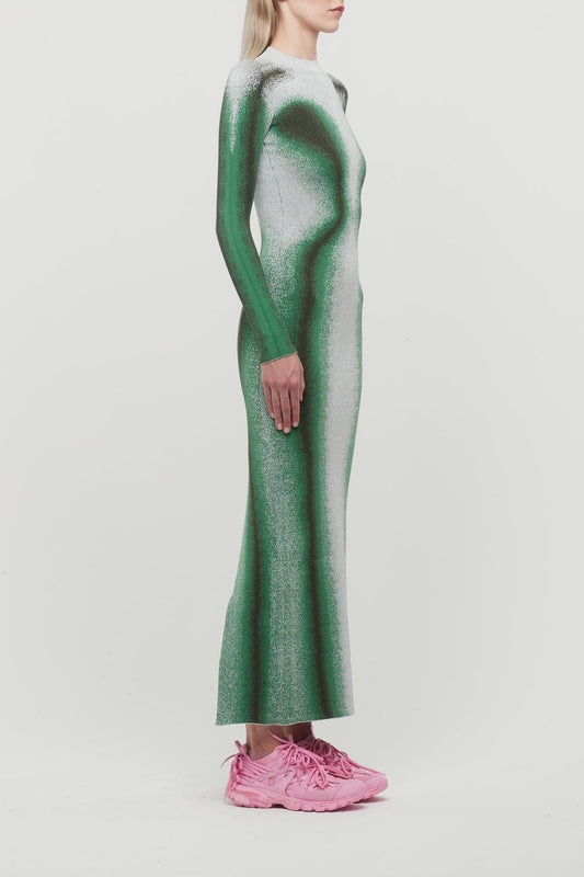 Y/Project Gradient Knit Long Sleeve Dress in Green side