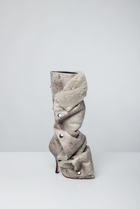 Y/Project Snap Boots in Light Grey front