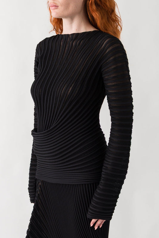 Issey Miyake Stream Top in Black side