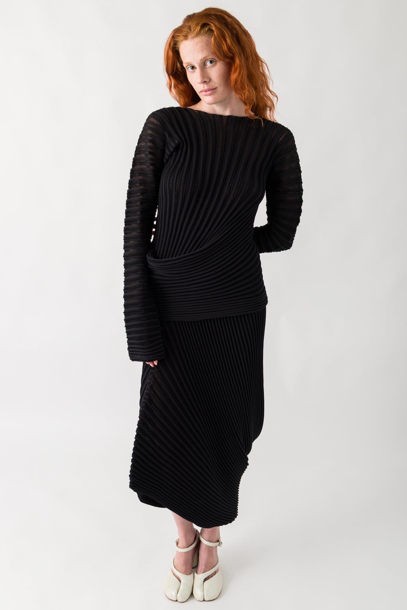 Issey Miyake Stream Skirt full look