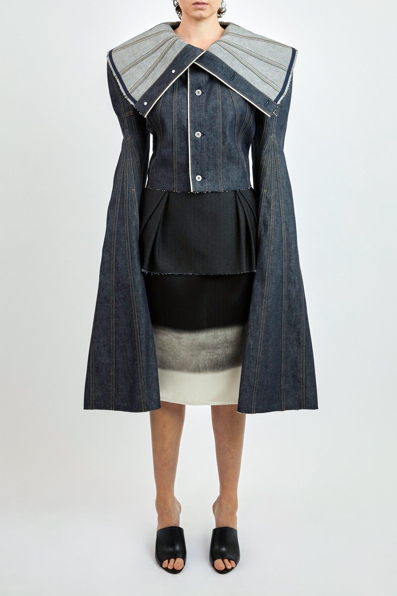junya watanabe denim dress LAYERED DENIM DRESS L/S INDIGO/WHITE Parlour X